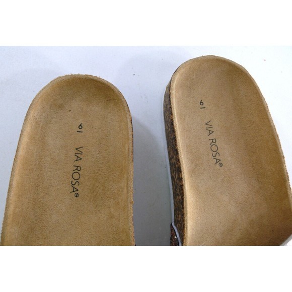 NWT Via Rosa Women's Footbed slide Sandals Size 6 Rose gold bling buckle slip on - Picture 4 of 7